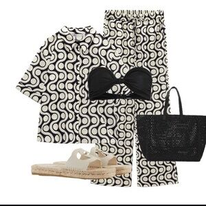 Zara cotton co-ord print top and bottom